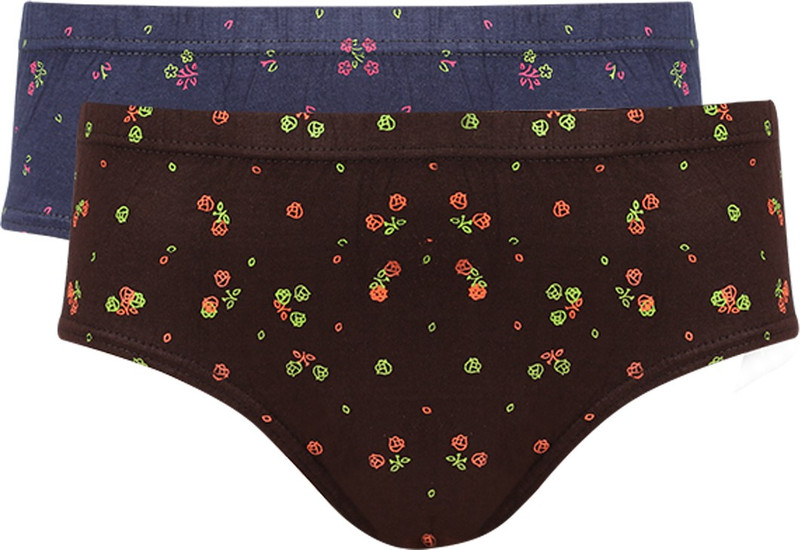 Vaishma Print-BUBR Women Hipster Blue, Brown Panty(Pack of 2)