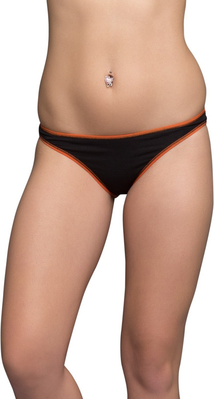 Clovia Cotton Brief with Orange Highlight Women Bikini Black Panty(Pack of 1)