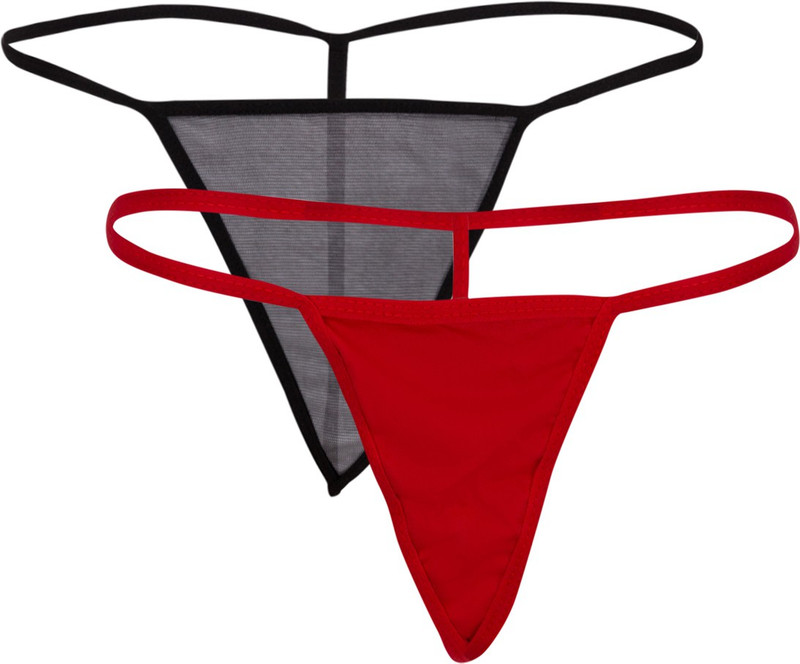 Luxemburg Red Black Women Thong Red, Black Panty(Pack of 2)