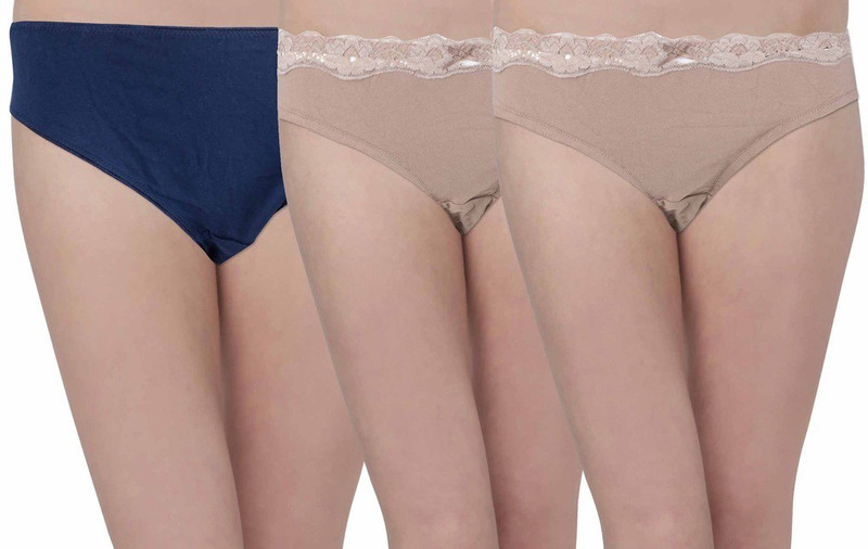 Hey It's Me Women Hipster Blue, Brown Panty(Pack of 3)