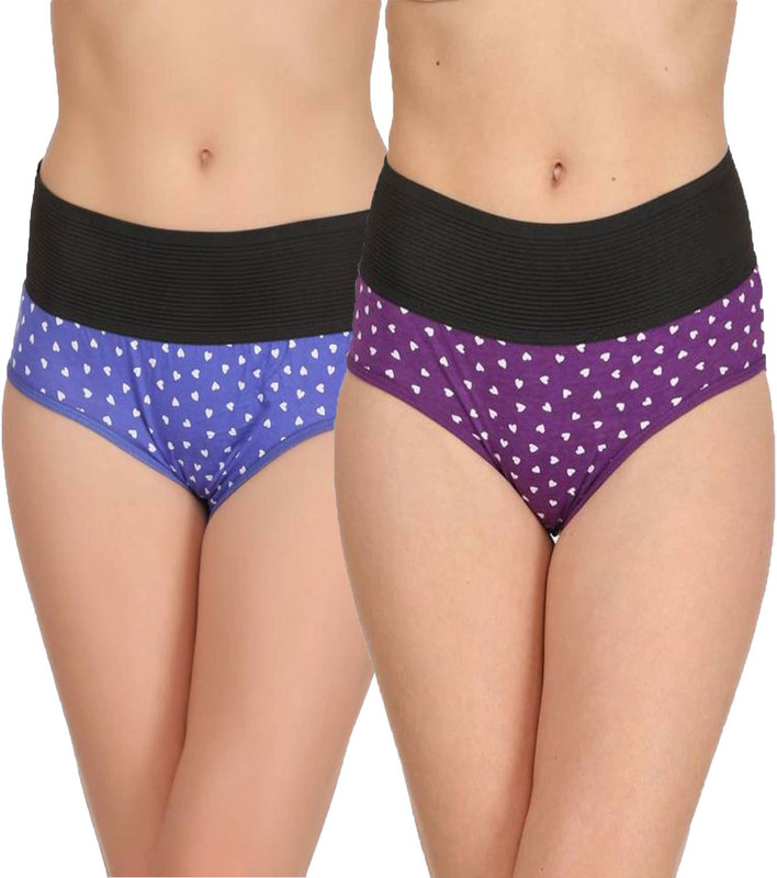 Embibo Women Hipster Purple, Blue Panty(Pack of 2)