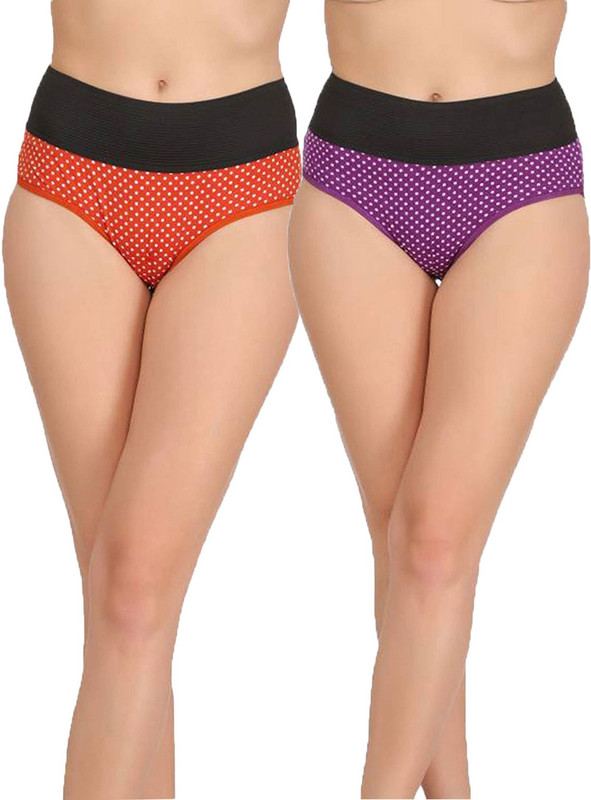 Embibo Women Hipster Purple, Orange Panty(Pack of 2)