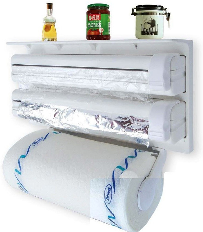hpk Triple Paper Dispenser For Cling Film Wrap Aluminium Foil & Kitchen Roll Triple Paper Dispenser Paper Dispenser