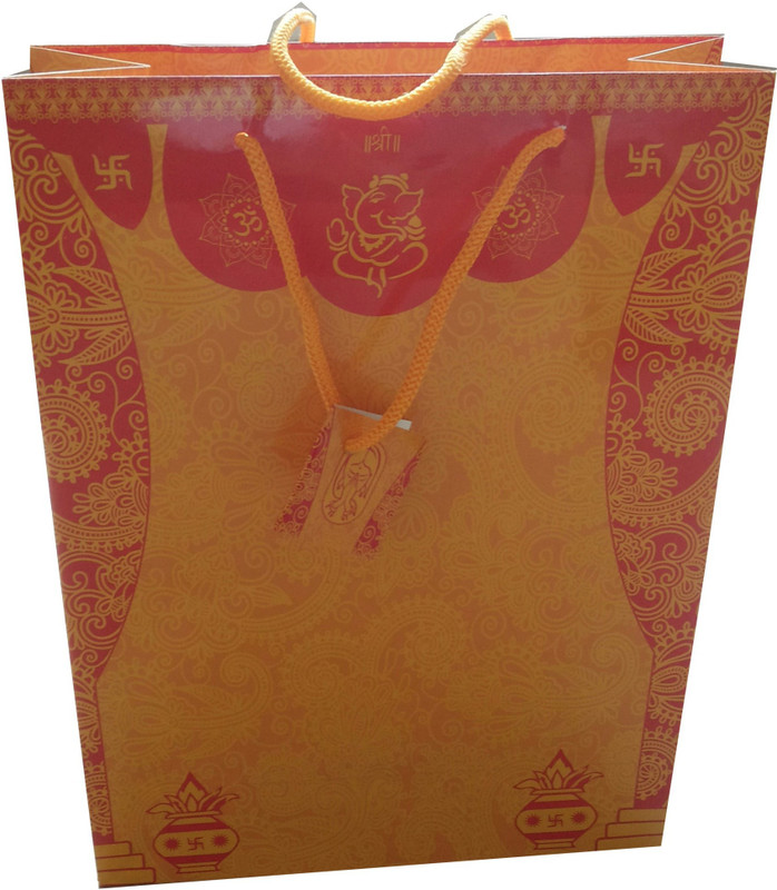 Paper Bag Zone Printed Party Bag(Orange, Yellow, Pack of 10)