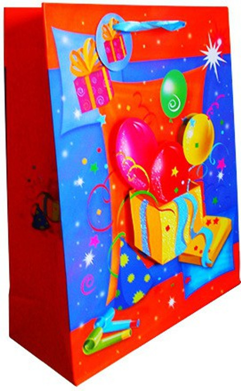 Paper Bag Zone Printed Party Bag(Orange, Red, Blue, Pack of 10)