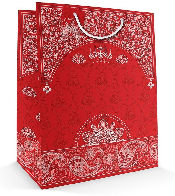 Paper Bag Zone Printed Party Bag(Red, White, Pack of 10)