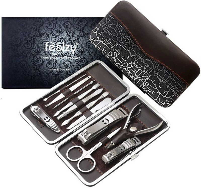 Foolzy 13 in 1 Nail Care Leather Travel & Grooming Kit(250 g, Set of 13)