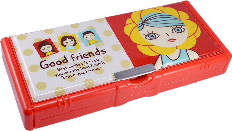 Saamarth Impex Student Supplies Cartoon Print Art Plastic Pencil Box(Set of 1, Red)