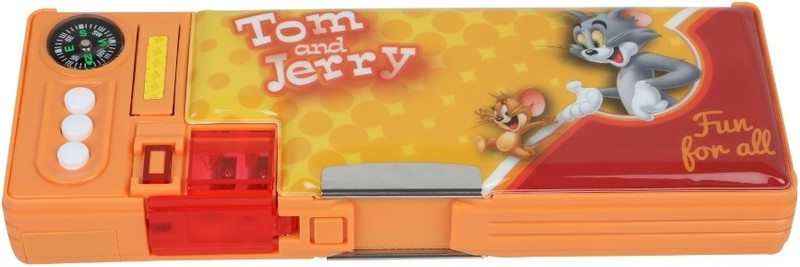 Tom & Jerry School Plastic Pencil Box(Set of 1, Orange)