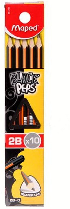 Maped Black Peps 2b Graphite Triangular Shaped Pencil 850083 (Set Of Three) Pencil(Set of 3, Black)