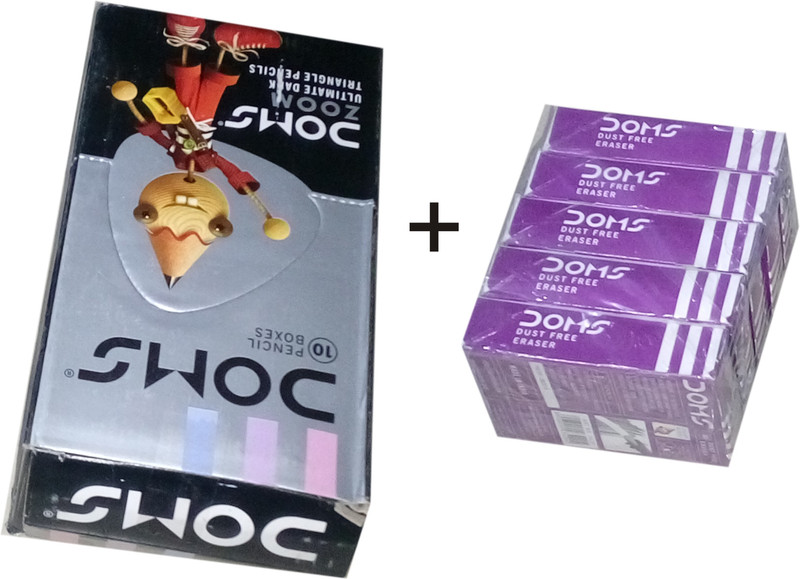 DOMS DOMS ZOOM PENCIL 100 + 100 NON DUST ERASER Pencil(Set of 10, Multicolor)
