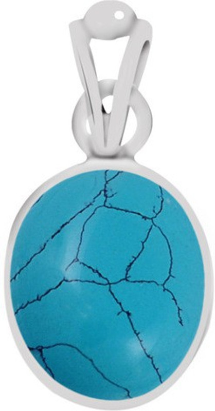 Clara Certified Turquoise Line (Firoza) 5.5cts or 6.25ratti Turquoise Sterling Silver Pendant