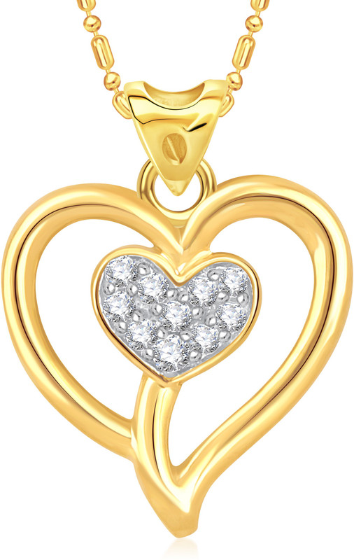 VK Jewels Double Heart Gold-plated Cubic Zirconia Alloy Pendant