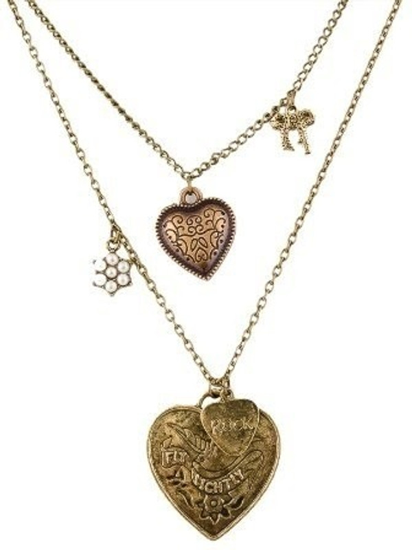 Girlz! ancient ways peach heart double layer Alloy Pendant