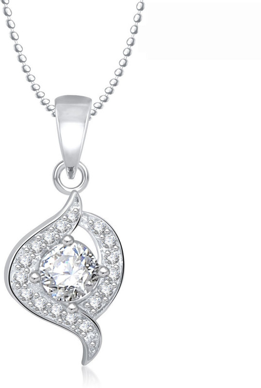 Meenaz Exclusive Design Rhodium Cubic Zirconia Alloy Pendant