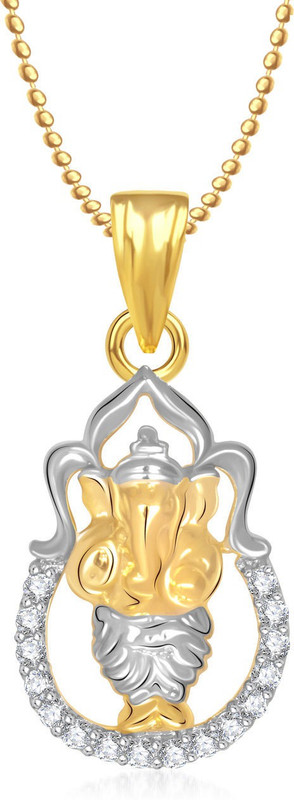 Meenaz Ganpati Gold & Rhodium Cubic Zirconia Alloy Pendant