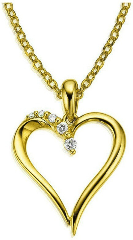 Kataria Jewellers Hearts Yellow Gold plated Diamond Sterling Silver Pendant