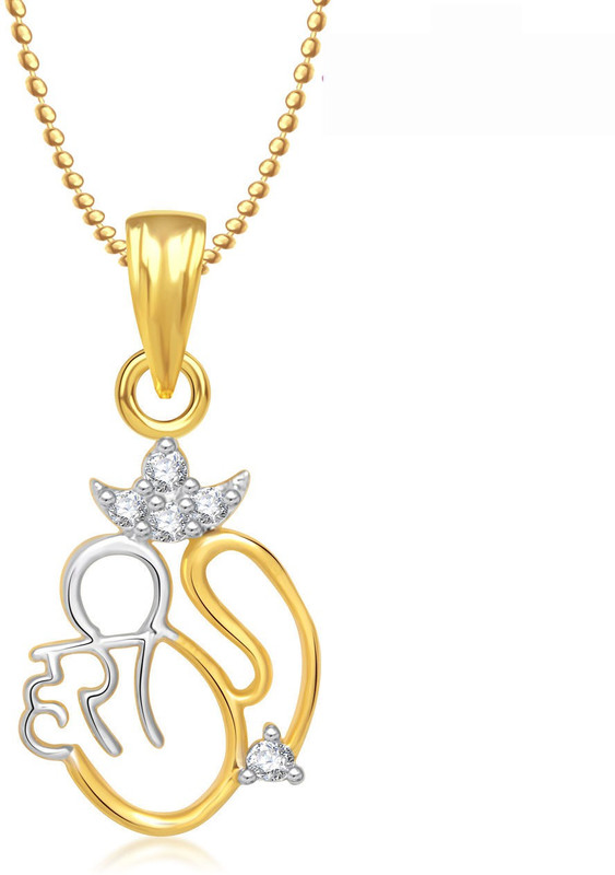 Meenaz Hari Om Gold & Rhodium Cubic Zirconia Alloy Pendant