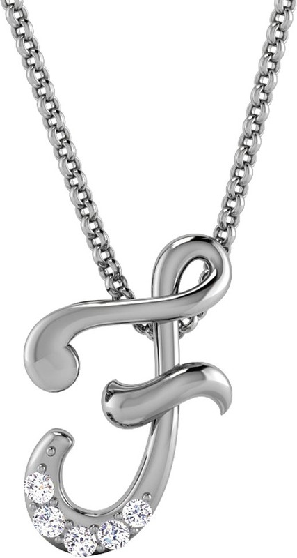 Kataria Jewellers Letter F 14Kt BIS Hallmarked Gold Alphabet Initial White Gold Plated 14kt Yellow Gold Pendant