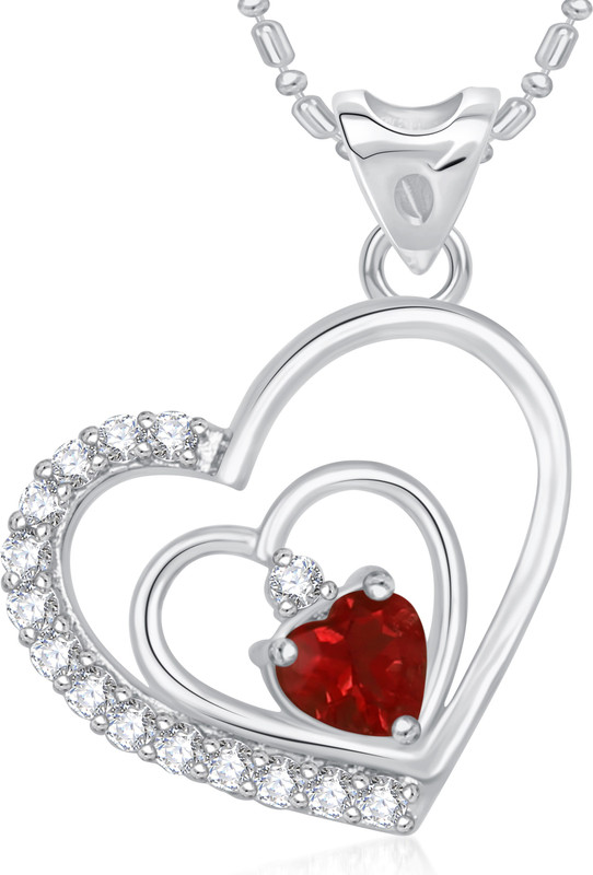 VK Jewels Interlocked Heart Valentine Rhodium Cubic Zirconia Alloy Pendant
