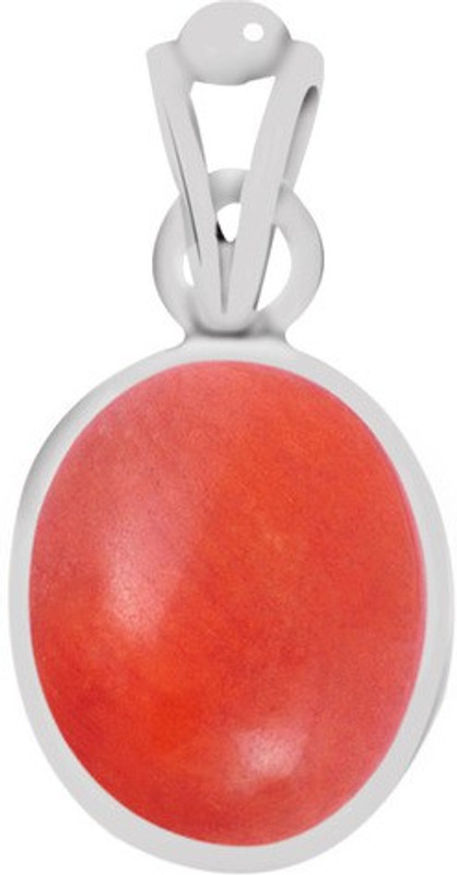 Clara Certified Moonga 7.5cts or 8.25ratti Coral Sterling Silver Pendant