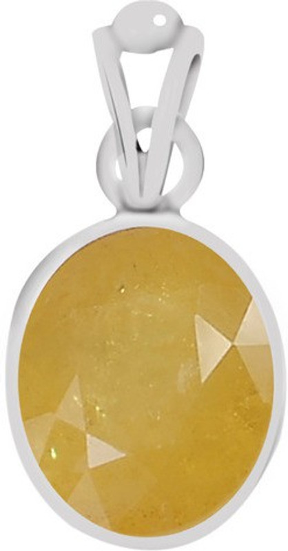 Clara Certified Yellow Sapphire (Pukhraj) 8.3cts or 9.25ratti Sapphire Sterling Silver Pendant