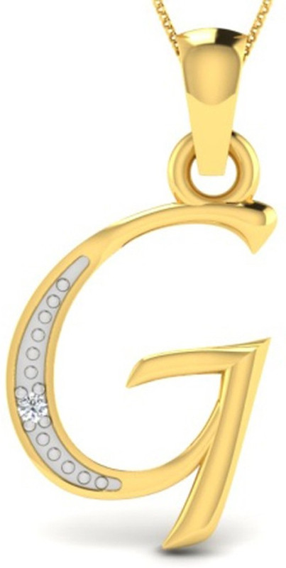 Kataria Jewellers Letter G 92.5 BIS Hallmarked Silver Alphabet Initial Yellow Gold Plated Diamond Silver Pendant