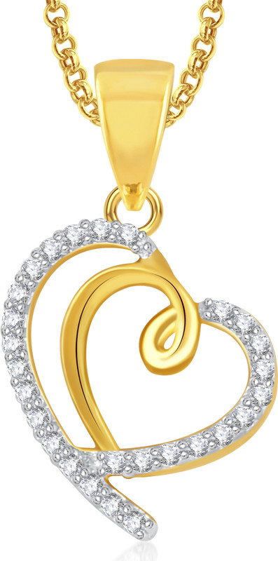Meenaz Heart pendant valentine gifts jewellery set Brass Cubic Zirconia, Crystal Alloy Pendant