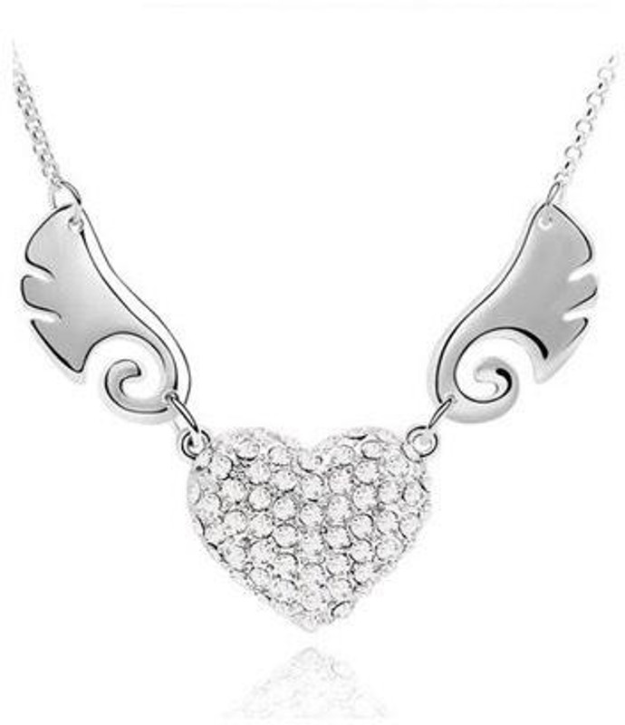 Silver Shoppee Valentine Special Rhodium Cubic Zirconia Metal Pendant