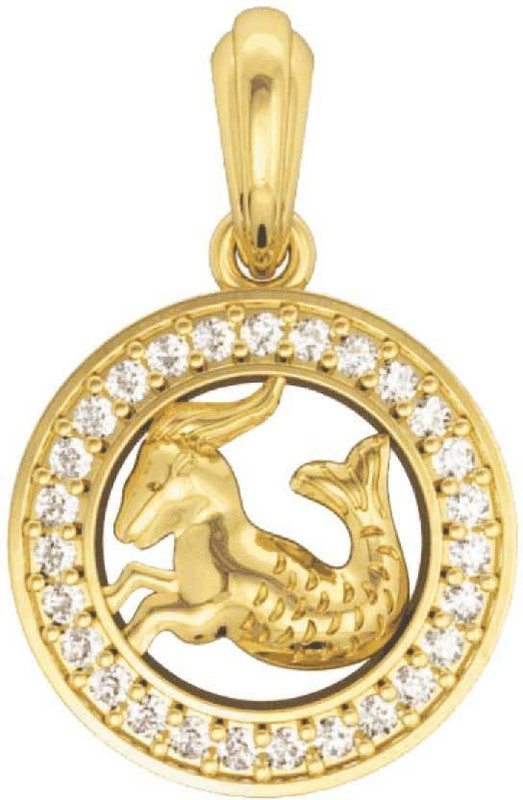 Jewelslane Capricorn Diamond Metal, Silver, Copper, Fabric Pendant