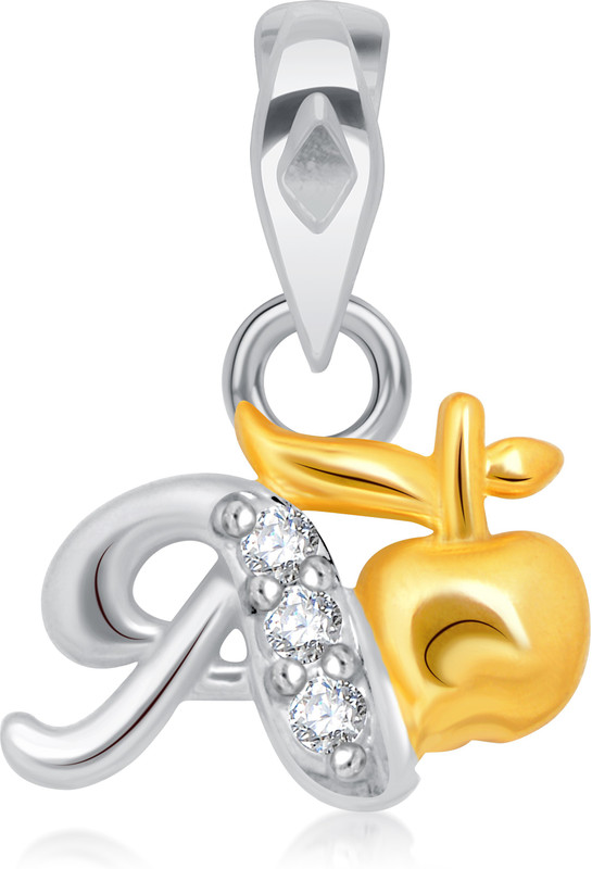 VK Jewels Initial Letter A Gold-plated Cubic Zirconia Alloy Pendant