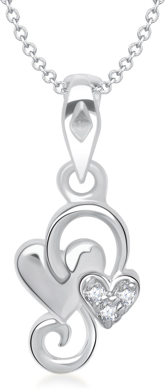 VK Jewels Attractive Design Heart Shape Rhodium Cubic Zirconia Alloy Pendant