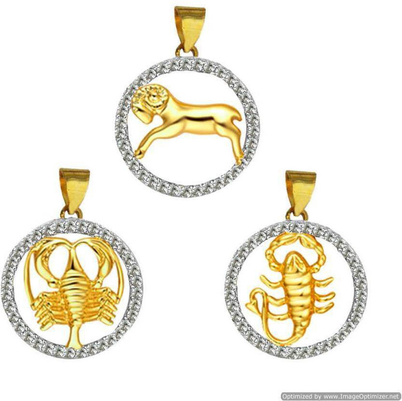 Being Women Valentine Special Zodiac Combo Gold-plated Brass Pendant