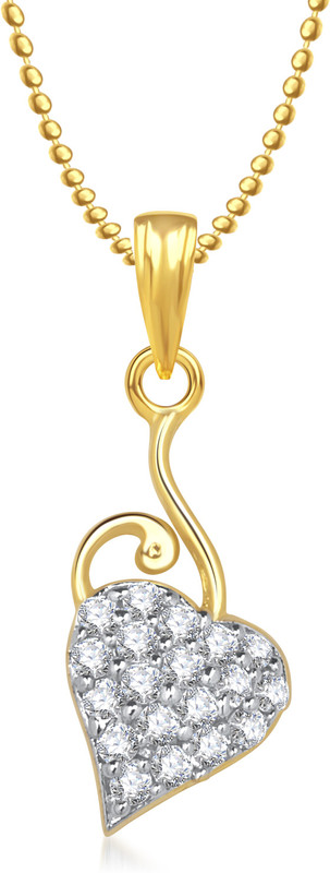 Meenaz Loving Heart Gold-plated Cubic Zirconia Alloy Pendant