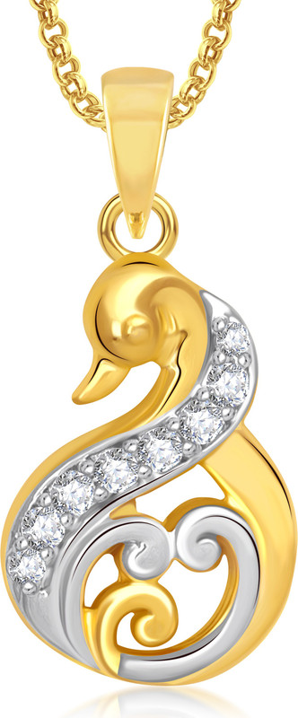 Meenaz Peacock Mayur Pendant Gold-plated Cubic Zirconia Brass, Alloy Locket