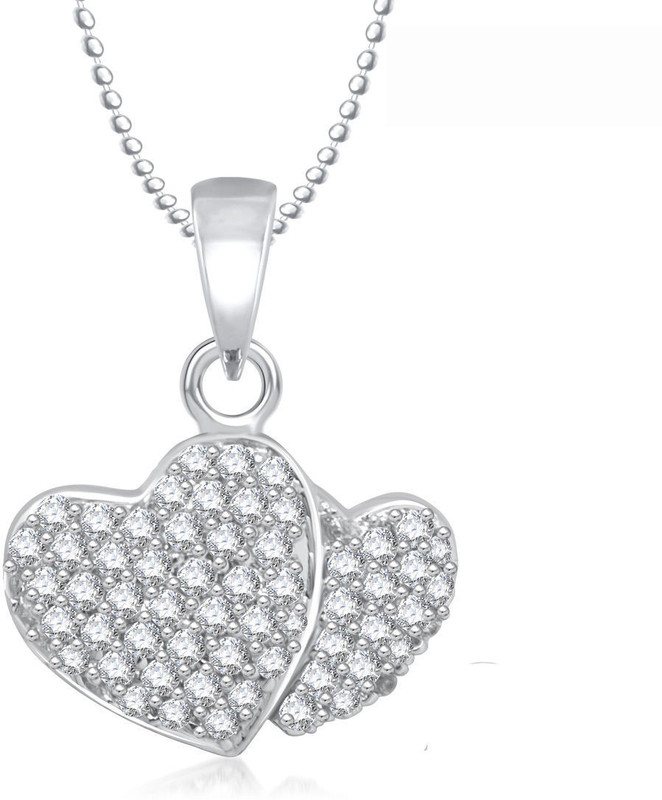 Meenaz Heart Pendant Locket With Chain For Women Love Valentine Gifts Brass Cubic Zirconia, Diamond Alloy Pendant