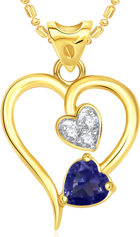 VK Jewels Twice Heart Valentine Gold-plated Cubic Zirconia Alloy Pendant