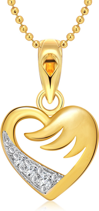 Vighnaharta Flying Heart Gold-plated Cubic Zirconia Alloy Pendant