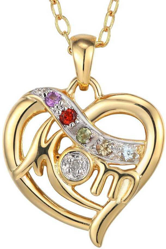 Kataria Jewellers Mothers Day Yellow Gold plated Diamond Sterling Silver Pendant
