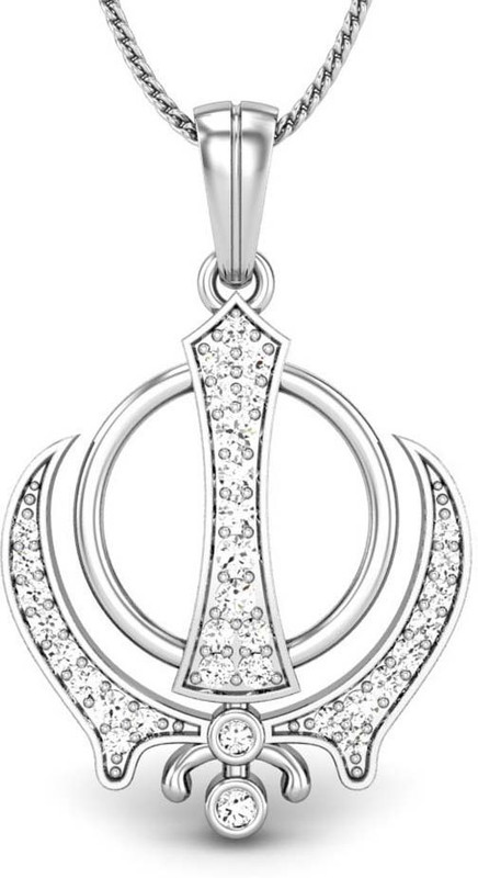 Kataria Jewellers The Akal Purakh Khanda Guru Nanak Sikh 14kt White Gold Pendant