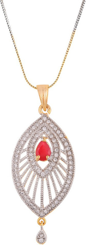 Zeneme Latest Cz Gold Plated Pendant Set For Women Gold-plated Cubic Zirconia Copper