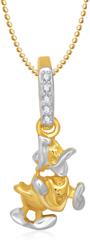 Meenaz Donald Duck Rhodium Cubic Zirconia Alloy Pendant