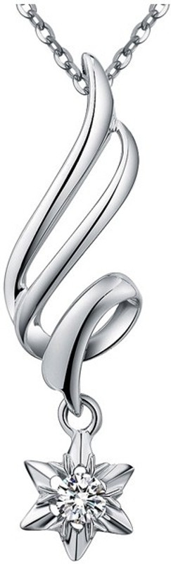 Kataria Jewellers Solitiare White Gold plated Diamond Sterling Silver Pendant