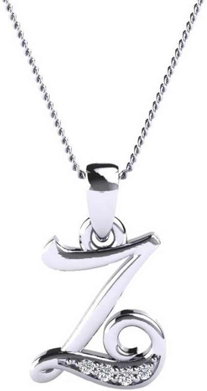 Kataria Jewellers Letter Z 14Kt BIS Hallmarked Gold Alphabet Initial White Gold Plated 14kt Yellow Gold Pendant