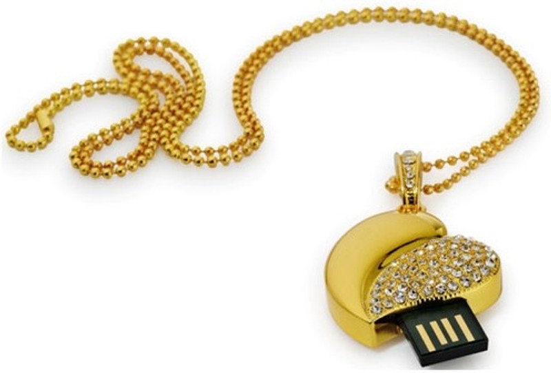 Microware Heart Shape 32 GB Pen Drive(Gold)