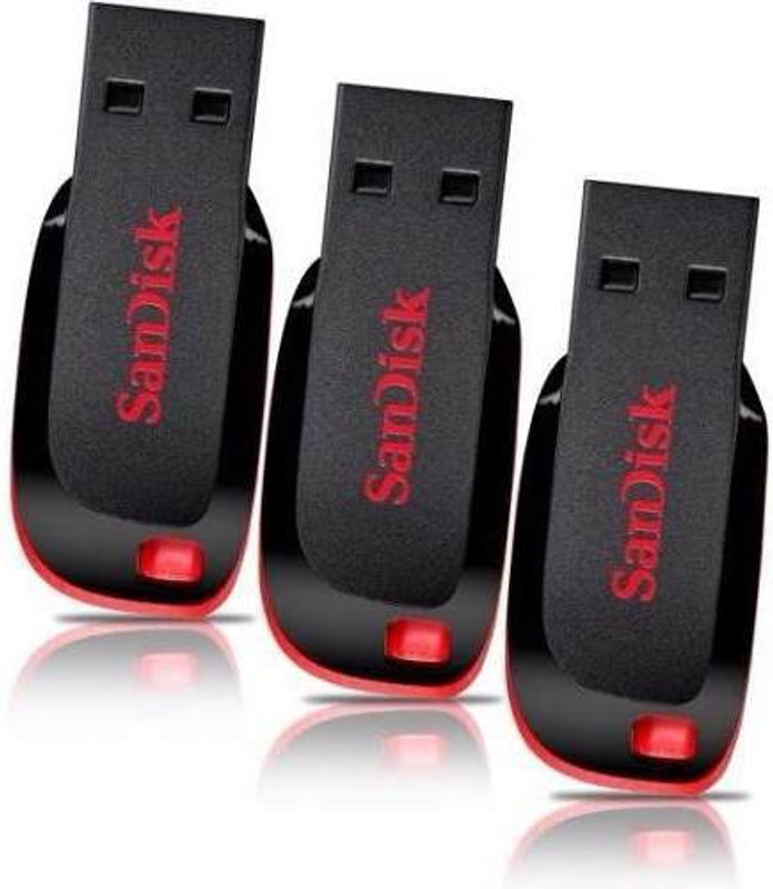 SanDisk Cruzer Blade USB Flash Drive (BLACK & RED) - 3Pc 8 GB Pen Drive(Black)