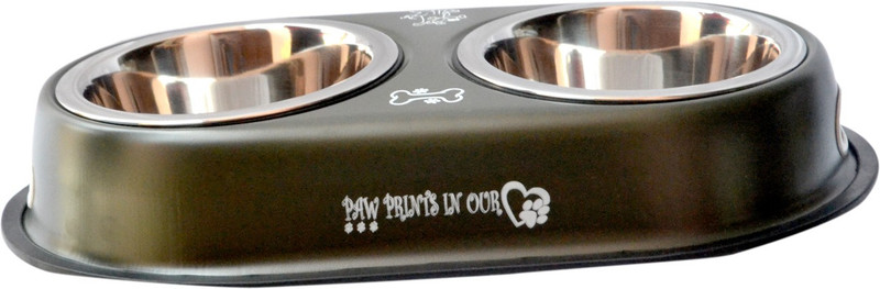 Pethub Double Dinner Set Extra Small GREEN Round Stainless Steel Pet Bowl(500 ml Green)