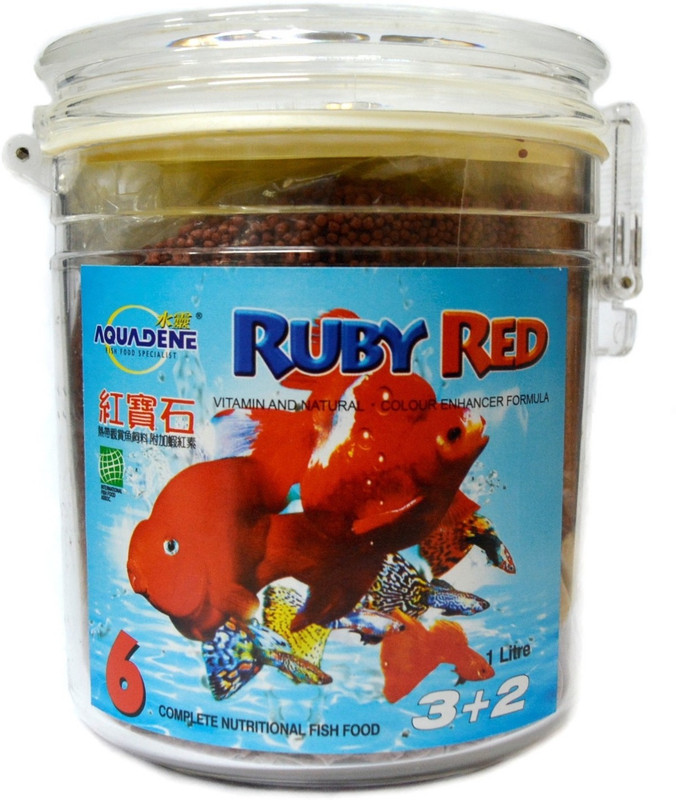 Aquadene Ruby Red 1Liter (Vitamin and Natural - Colour Enhancer Formula) | 1 kg Dry Young Fish Food