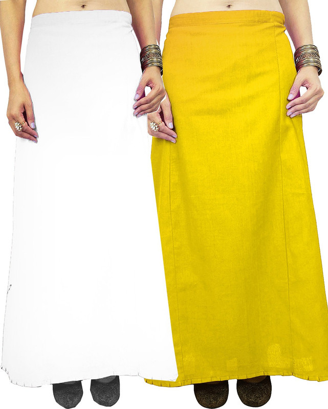 Javuli jja-in-yellow-white Cotton Blend Petticoat(XXL)