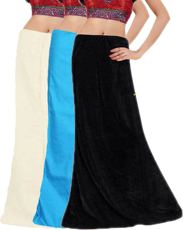 Javuli in-black-white-skyblue Cotton Blend Petticoat(XXL)